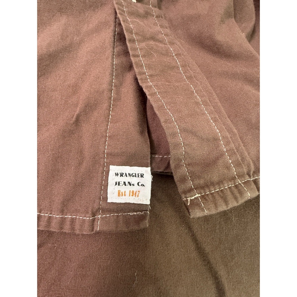 Wrangler Jeans Co Western Shirt Small Brown Snap Front Cowboy Ranch Workwear - Picture 5 of 11